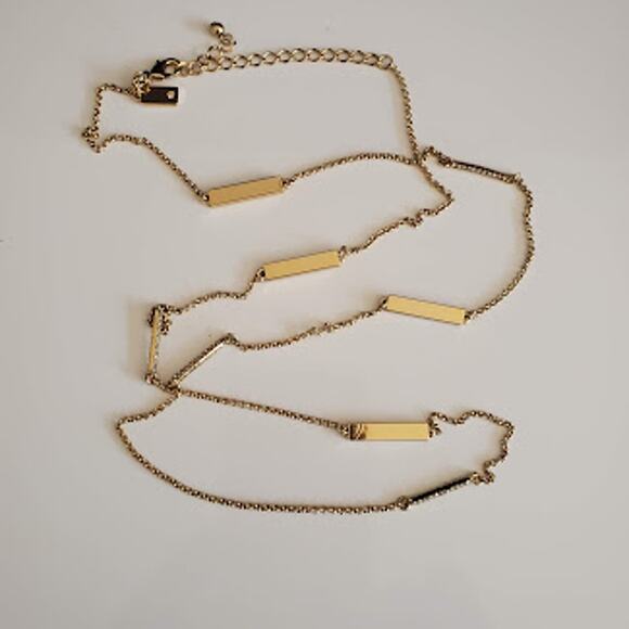 Kate Spade Raising the Bar Station Necklace Gold Plated Bars Crystal Accents - Picture 5 of 5